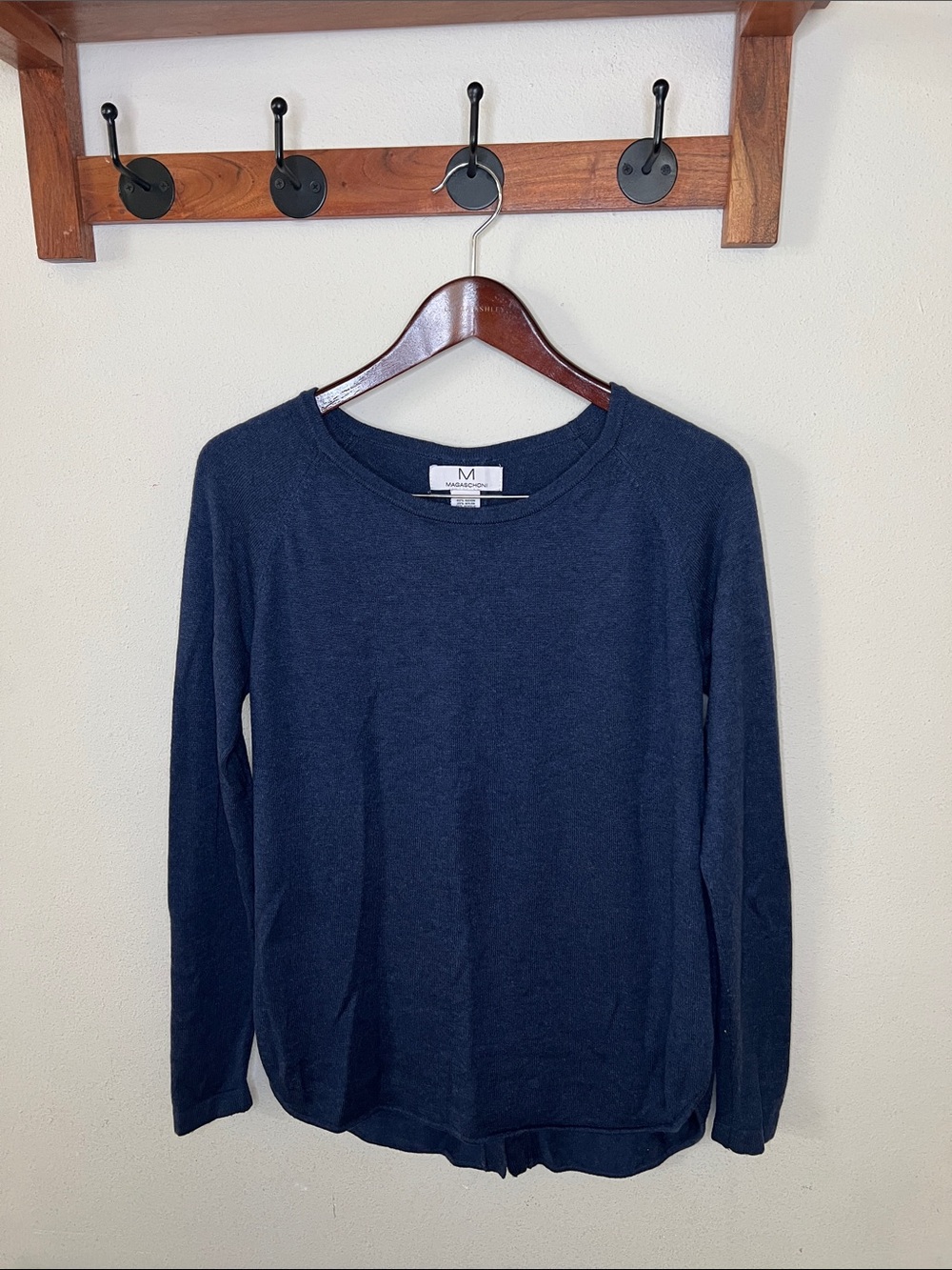 Magaschoni Sweater Crewneck Navy Size Small Cashmere